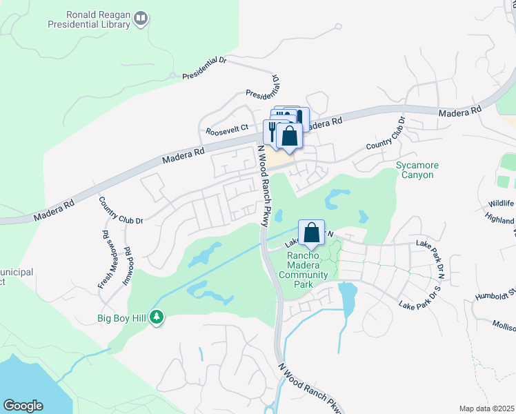 map of restaurants, bars, coffee shops, grocery stores, and more near 600 Kingswood Lane in Simi Valley