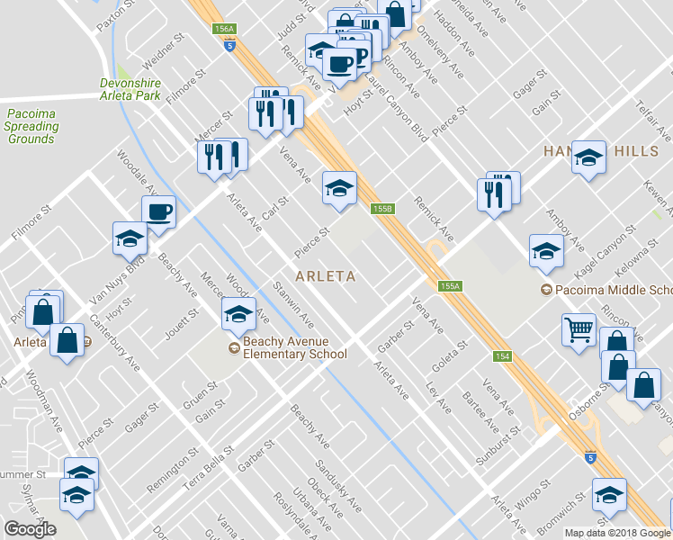 map of restaurants, bars, coffee shops, grocery stores, and more near 9906 Lev Avenue in Los Angeles
