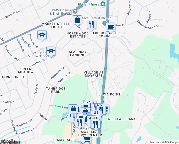 map of restaurants, bars, coffee shops, grocery stores, and more near 557 Garden Terrace Drive in Wilmington