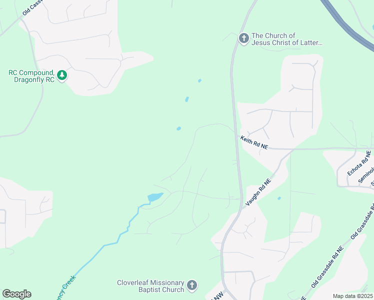 map of restaurants, bars, coffee shops, grocery stores, and more near 172 Camp Sunrise Road Northwest in Cartersville