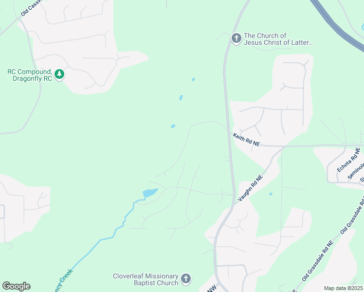 map of restaurants, bars, coffee shops, grocery stores, and more near 172 Camp Sunrise Road Northwest in Cartersville