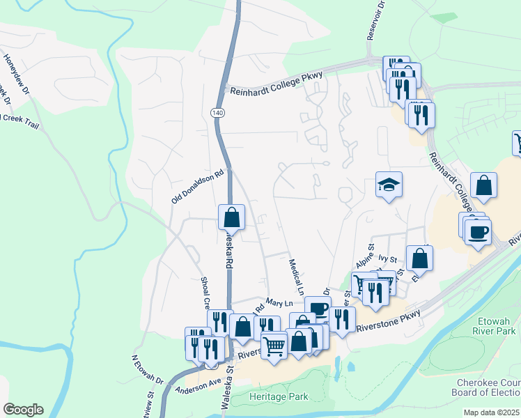 map of restaurants, bars, coffee shops, grocery stores, and more near 561 Hospital Rd in Canton