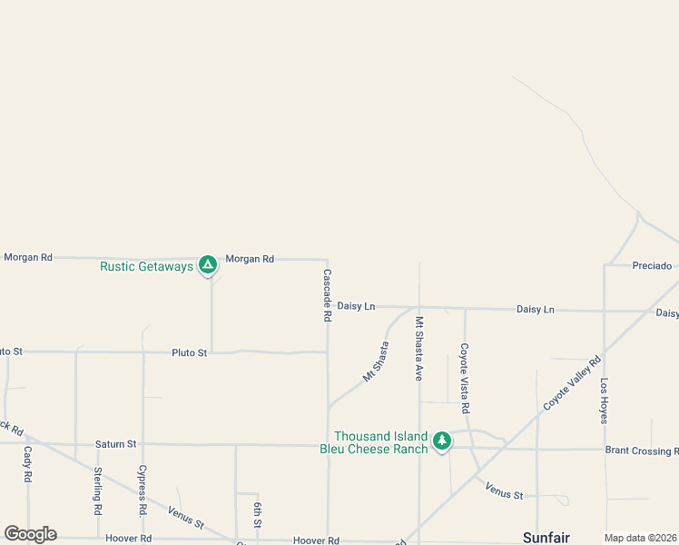 map of restaurants, bars, coffee shops, grocery stores, and more near 133 Cascade Road in Joshua Tree