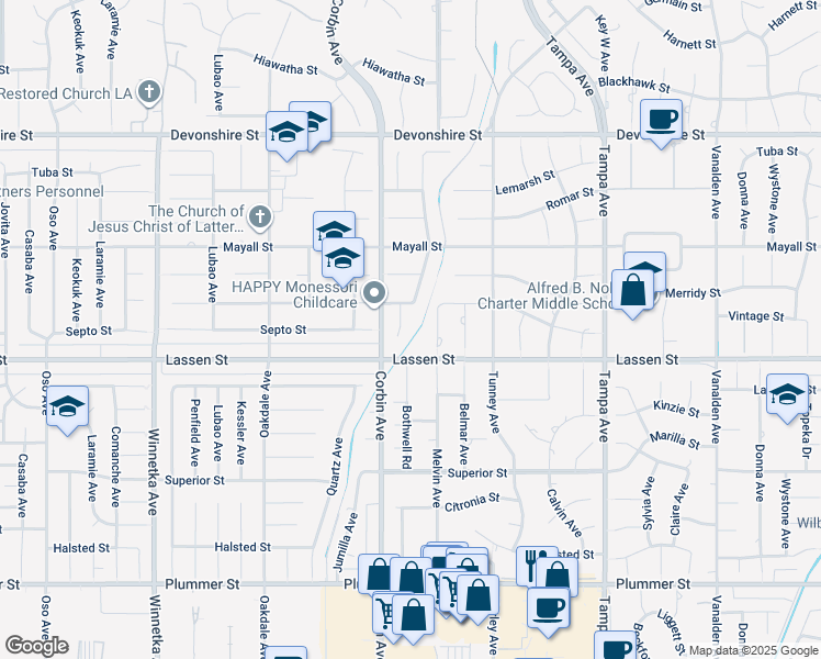 map of restaurants, bars, coffee shops, grocery stores, and more near 9932 Bothwell Road in Los Angeles