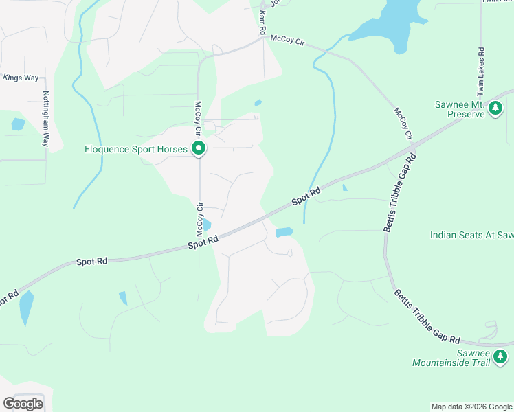 map of restaurants, bars, coffee shops, grocery stores, and more near 4640 Spot Road in Cumming