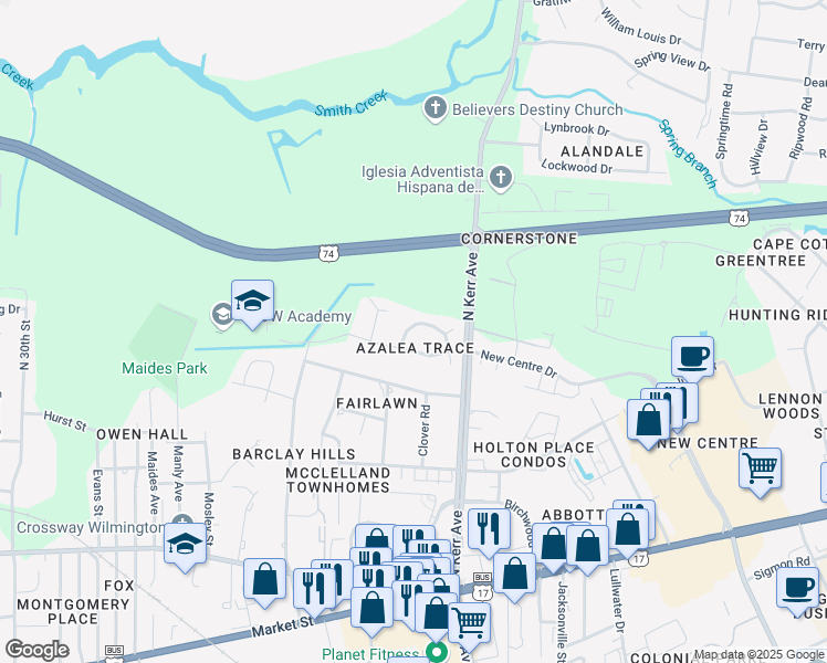 map of restaurants, bars, coffee shops, grocery stores, and more near 745 Tabor Lane in Wilmington