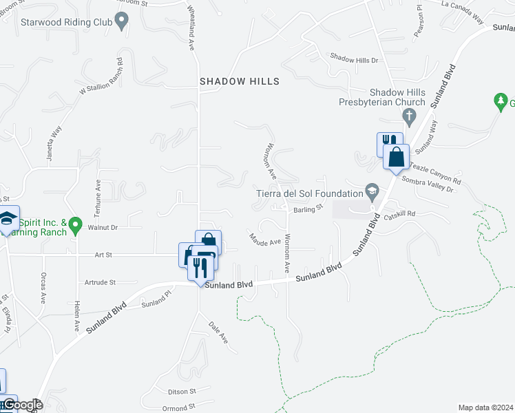 map of restaurants, bars, coffee shops, grocery stores, and more near 9993 Wornom Avenue in Los Angeles