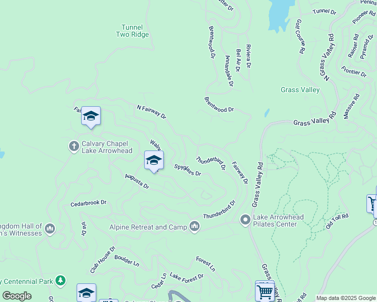map of restaurants, bars, coffee shops, grocery stores, and more near 129 Saint Andrews Drive in Crestline