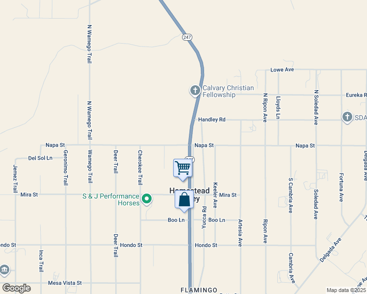 map of restaurants, bars, coffee shops, grocery stores, and more near 2 Old Woman Springs Road in Yucca Valley
