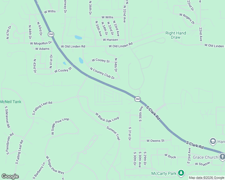 map of restaurants, bars, coffee shops, grocery stores, and more near 270 North Clark Road in Show Low