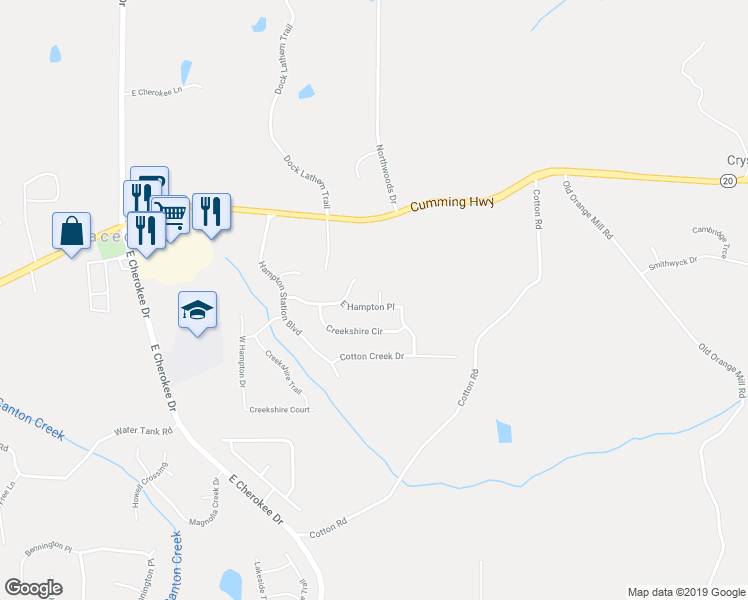 map of restaurants, bars, coffee shops, grocery stores, and more near 609 East Hampton Place in Canton
