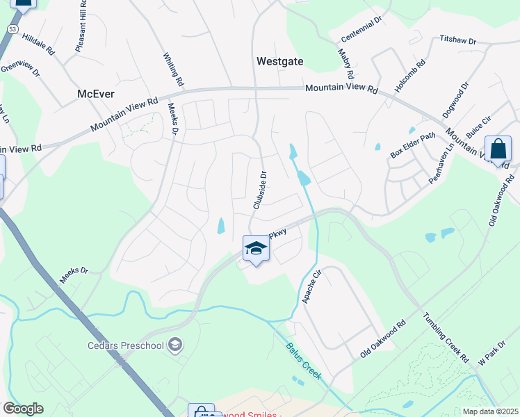 map of restaurants, bars, coffee shops, grocery stores, and more near 4449 Rockrose Green Way in Gainesville