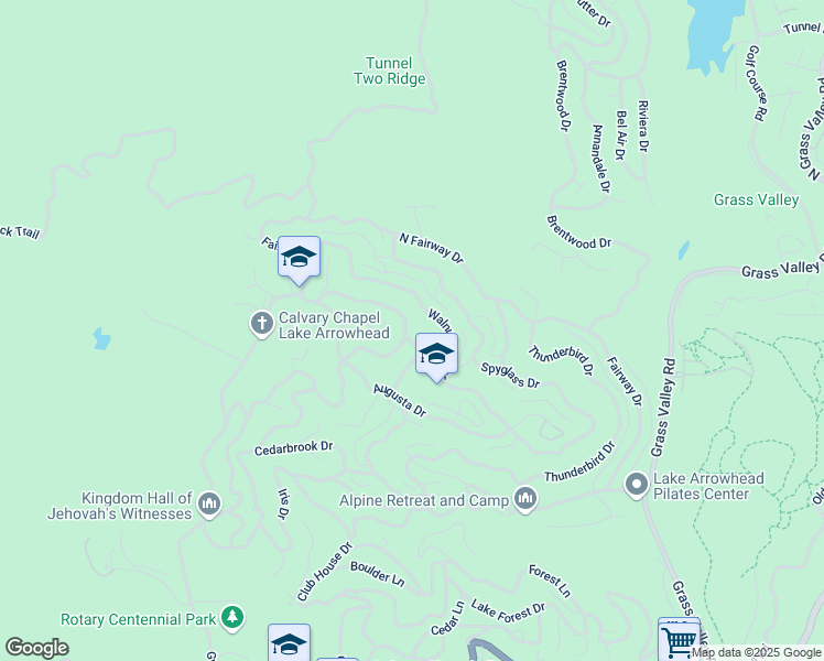 map of restaurants, bars, coffee shops, grocery stores, and more near 155 Cypress Drive in Lake Arrowhead