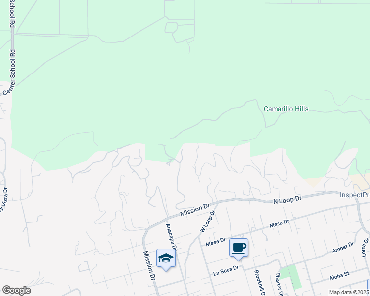 map of restaurants, bars, coffee shops, grocery stores, and more near 1040 San Clemente Way in Camarillo