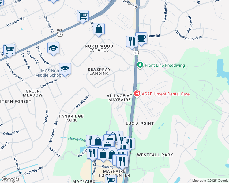 map of restaurants, bars, coffee shops, grocery stores, and more near 557 Garden Terrace Drive in Wilmington