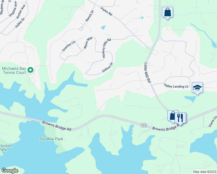 map of restaurants, bars, coffee shops, grocery stores, and more near 7240 Highbrook Circle in Cumming