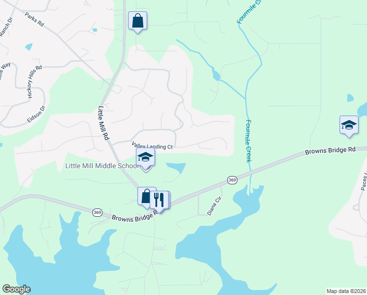 map of restaurants, bars, coffee shops, grocery stores, and more near 7245 Valley Landing Court in Cumming