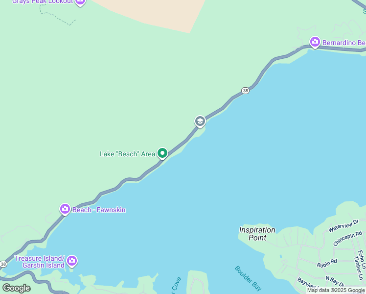 map of restaurants, bars, coffee shops, grocery stores, and more near 38520 North Shore Drive in Fawnskin