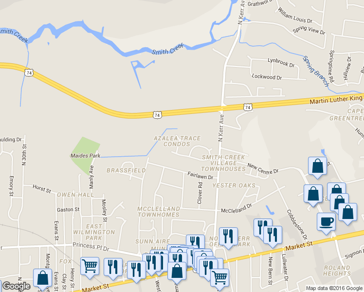 map of restaurants, bars, coffee shops, grocery stores, and more near 701 Indica Court in Wilmington