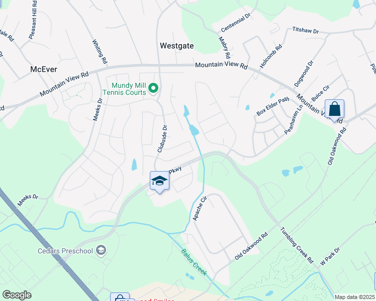 map of restaurants, bars, coffee shops, grocery stores, and more near 4353 Rockrose Green Way in Gainesville