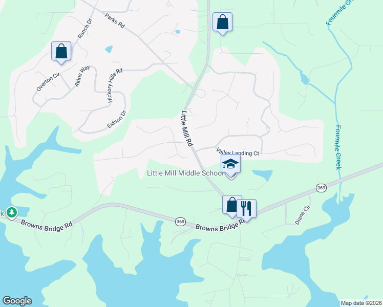 map of restaurants, bars, coffee shops, grocery stores, and more near 7250 Briardale Drive in Cumming