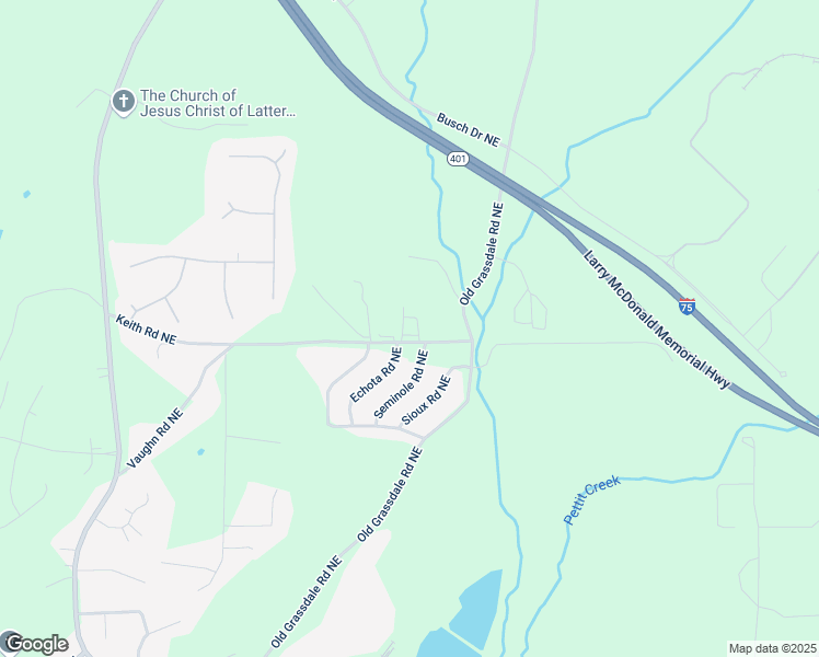 map of restaurants, bars, coffee shops, grocery stores, and more near 90 Keith Road Northeast in Cartersville