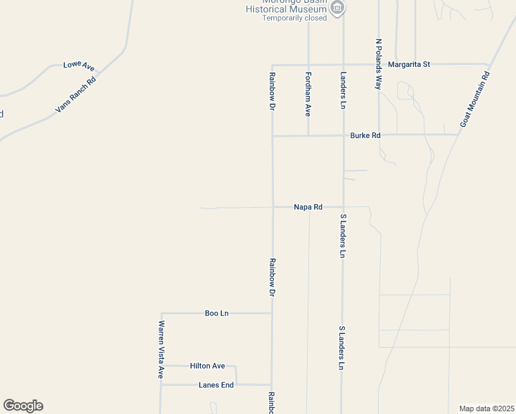 map of restaurants, bars, coffee shops, grocery stores, and more near 57937 Napa Road in Yucca Valley