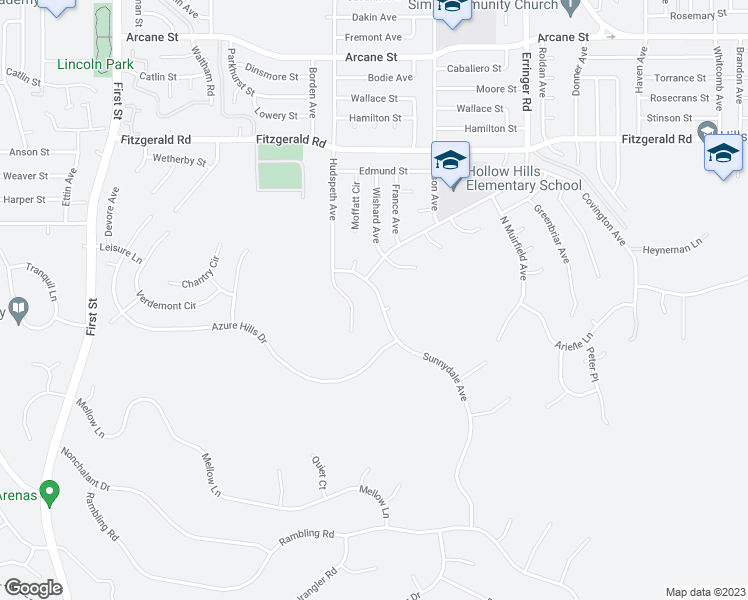 map of restaurants, bars, coffee shops, grocery stores, and more near 1642 Sunnydale Avenue in Simi Valley