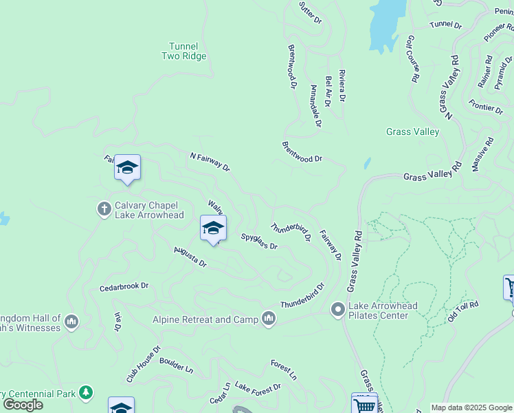 map of restaurants, bars, coffee shops, grocery stores, and more near 129 Saint Andrews Drive in Crestline