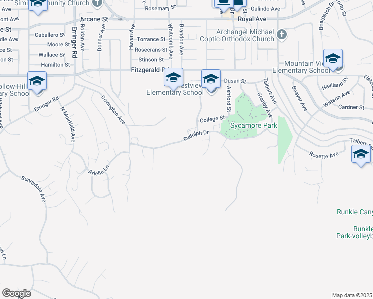 map of restaurants, bars, coffee shops, grocery stores, and more near 609 Coppertree Court in Simi Valley