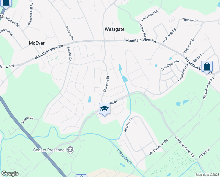 map of restaurants, bars, coffee shops, grocery stores, and more near 4449 Rockrose Green Way in Gainesville