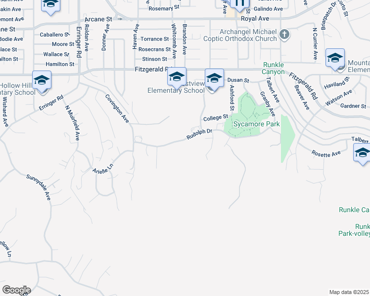 map of restaurants, bars, coffee shops, grocery stores, and more near 609 Coppertree Court in Simi Valley