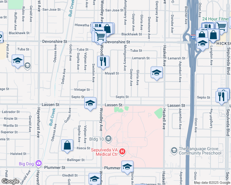 map of restaurants, bars, coffee shops, grocery stores, and more near 9945 Gaviota Avenue in Los Angeles