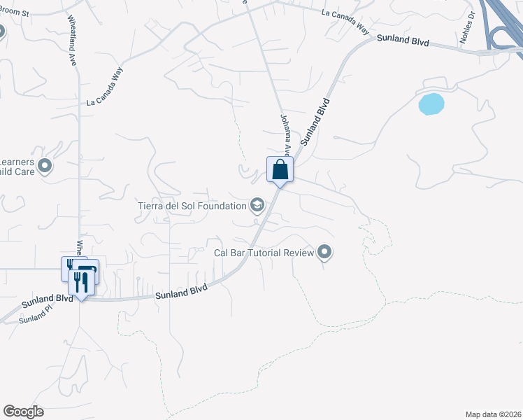 map of restaurants, bars, coffee shops, grocery stores, and more near 9850 Rancho Caballo Drive in Los Angeles