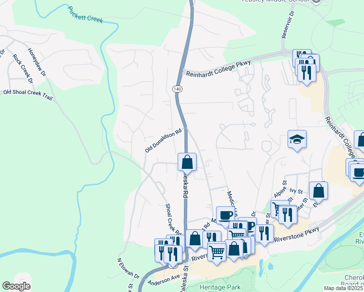 map of restaurants, bars, coffee shops, grocery stores, and more near 683 Waleska Road in Canton