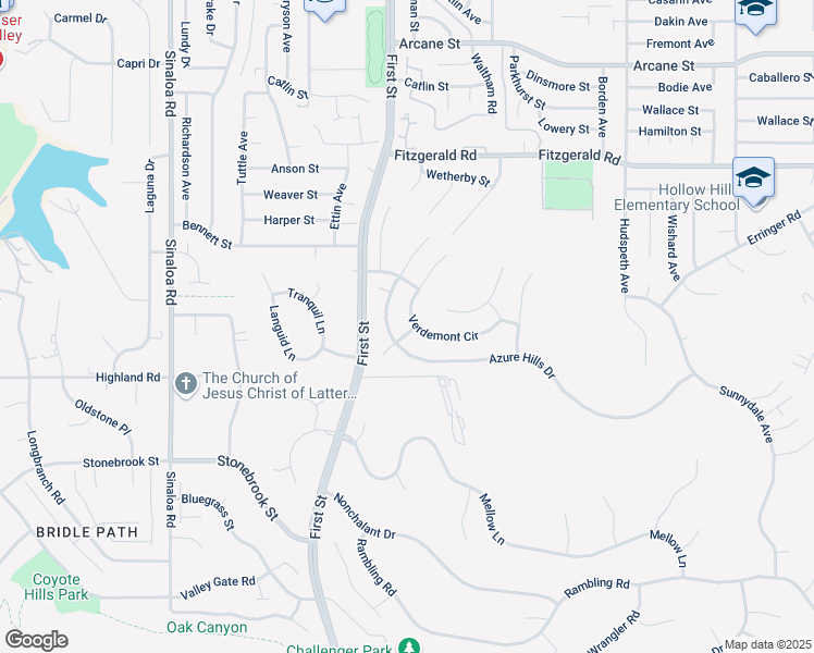 map of restaurants, bars, coffee shops, grocery stores, and more near 685 Verdemont Circle in Simi Valley