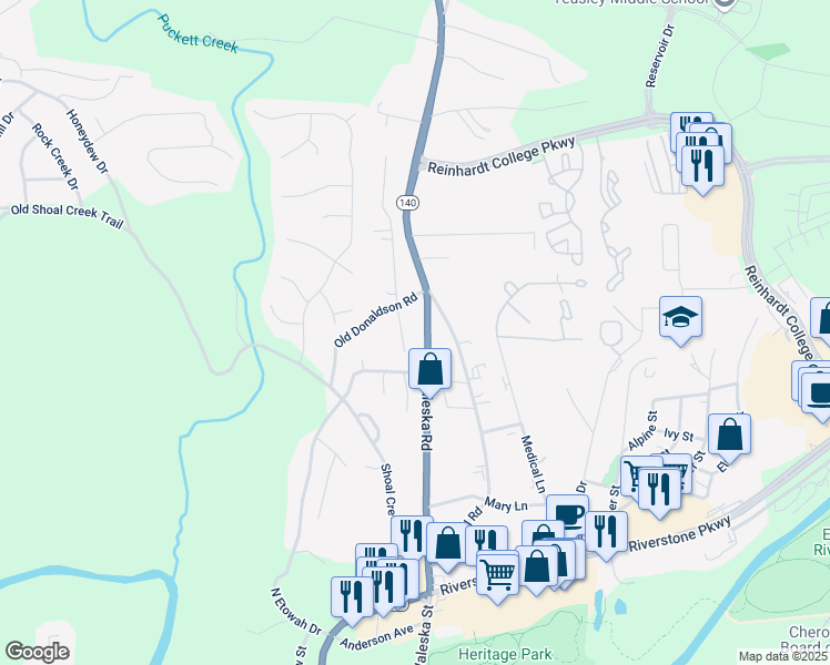 map of restaurants, bars, coffee shops, grocery stores, and more near 683 Waleska Road in Canton
