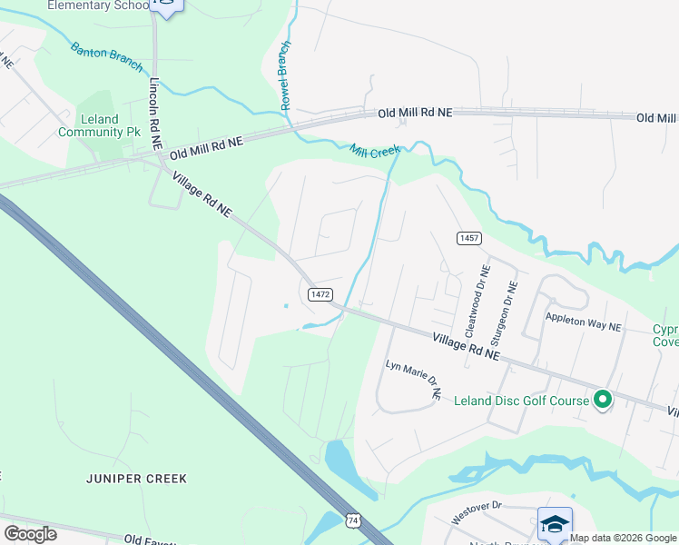 map of restaurants, bars, coffee shops, grocery stores, and more near 9513 Holly Hills Drive Northeast in Leland