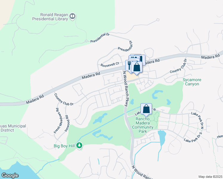 map of restaurants, bars, coffee shops, grocery stores, and more near 650 Ivywood Lane in Simi Valley