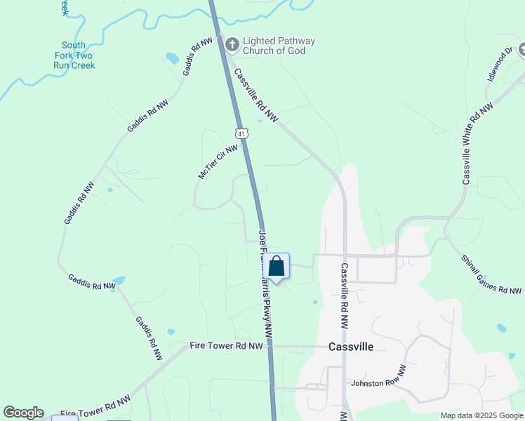 map of restaurants, bars, coffee shops, grocery stores, and more near Joe Frank Harris Parkway Northwest in Cartersville