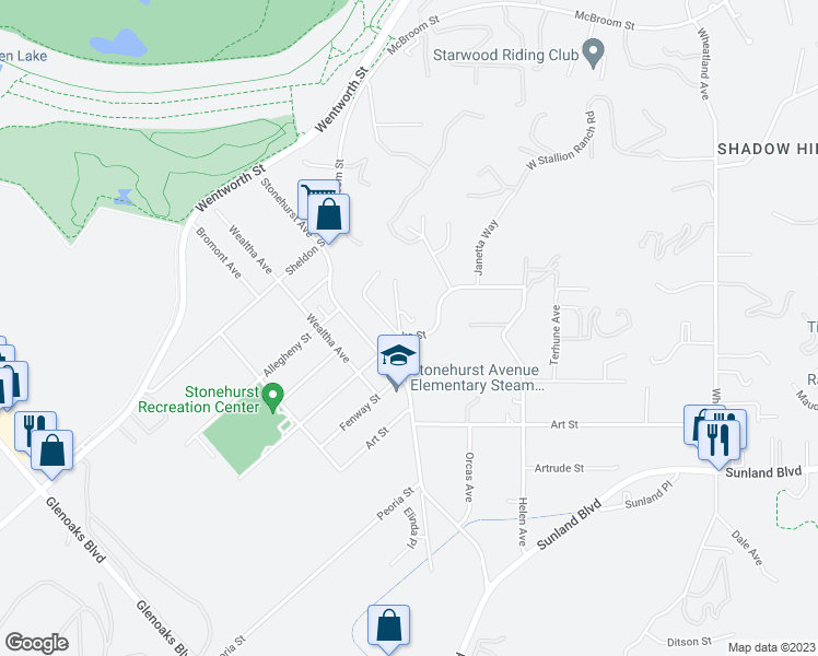 map of restaurants, bars, coffee shops, grocery stores, and more near 9966 Clybourn Avenue in Los Angeles