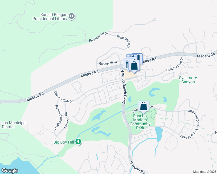 map of restaurants, bars, coffee shops, grocery stores, and more near 660 Baywood Lane in Simi Valley