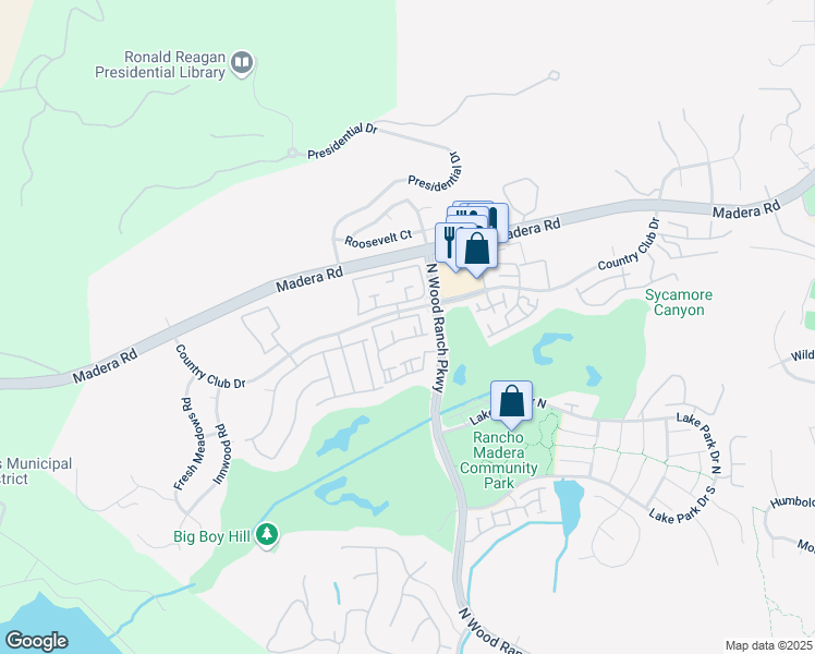 map of restaurants, bars, coffee shops, grocery stores, and more near 695 Rancho Coralles Apartment in Simi Valley
