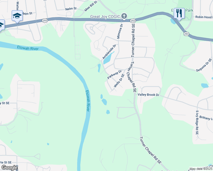 map of restaurants, bars, coffee shops, grocery stores, and more near 106 Parkway Drive in Rome