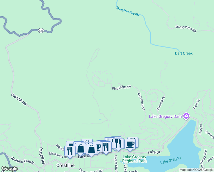 map of restaurants, bars, coffee shops, grocery stores, and more near in Crestline