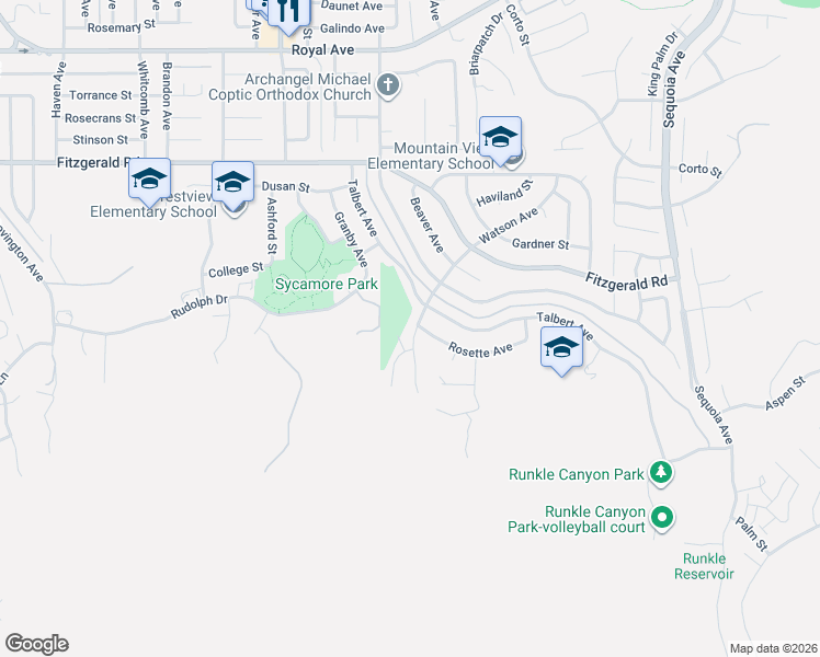 map of restaurants, bars, coffee shops, grocery stores, and more near 735 Watson Avenue in Simi Valley