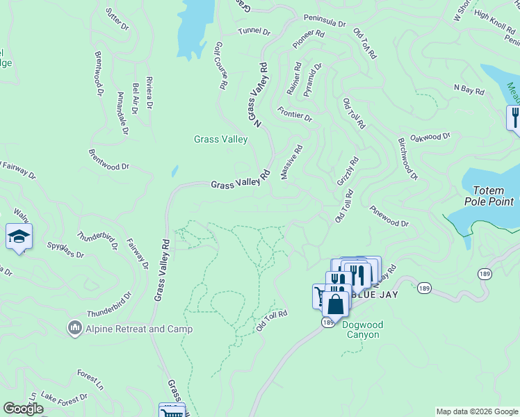map of restaurants, bars, coffee shops, grocery stores, and more near 27000 Huron Road in Lake Arrowhead