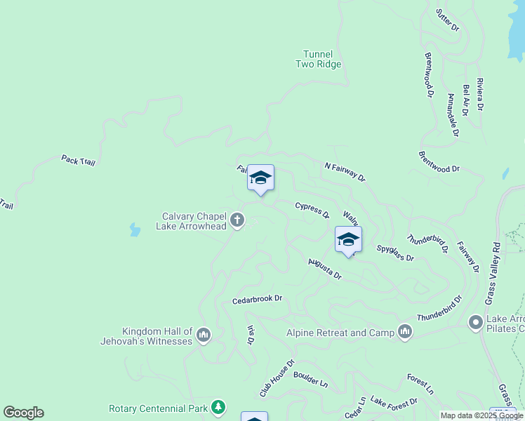 map of restaurants, bars, coffee shops, grocery stores, and more near 26061 Augusta Drive in Lake Arrowhead