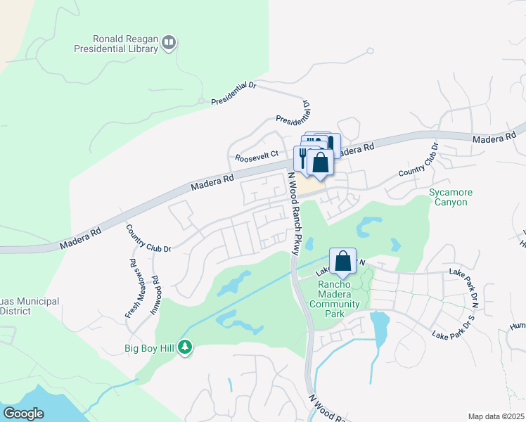 map of restaurants, bars, coffee shops, grocery stores, and more near 695 Rancho Coralles Apartment in Simi Valley
