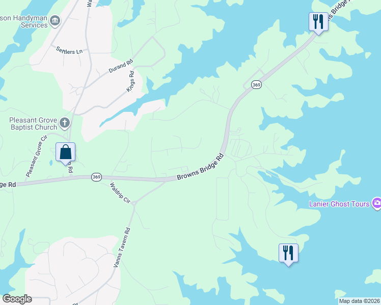 map of restaurants, bars, coffee shops, grocery stores, and more near 8635 Sapphire Lane in Gainesville